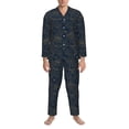 thumbnail image 3 of Salouo Vintage Chrysanthemum Print Button-Front Long Sleeve Pajama Set for Men, Soft 2Pjs Men's Long Sleeve Sleepwear-Medium, 3 of 7