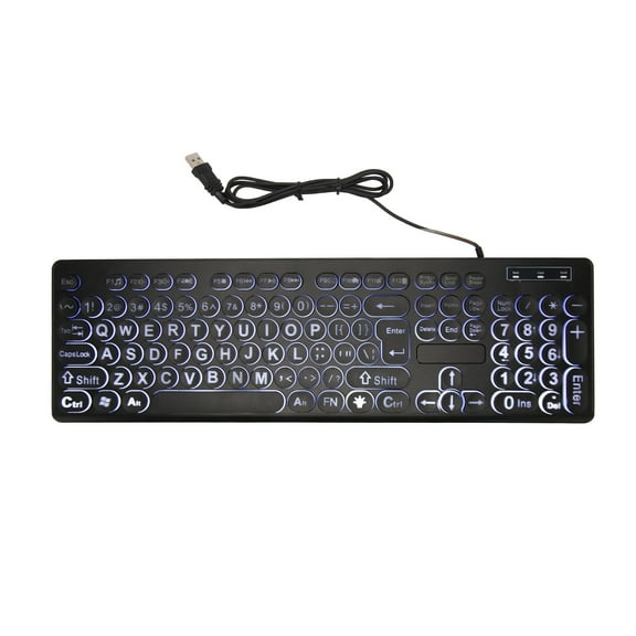Falleo Clearance 104 Key Wired Keyboard Backlit Large Print Keyboard Business Standard Keyboard for Elderly Visually Impaired