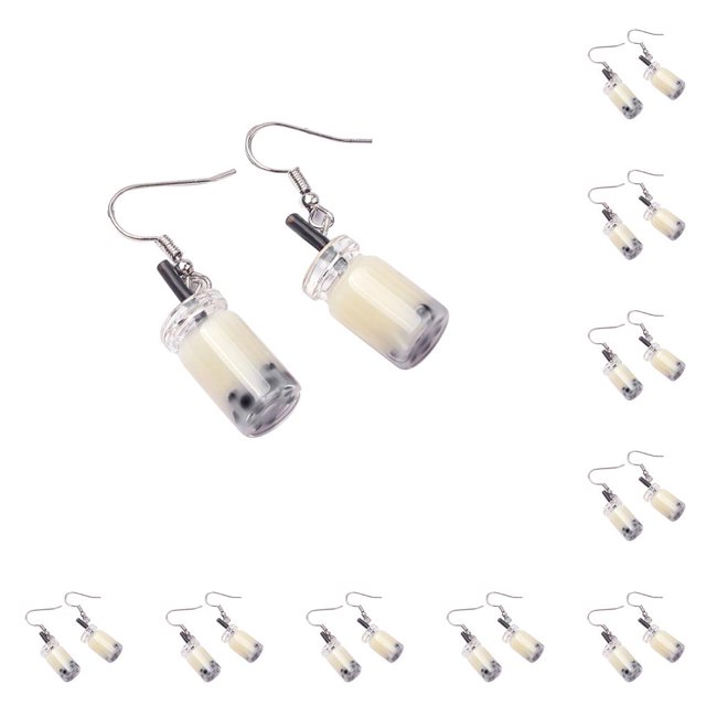 Guardurnaity 1 par de pendientes de comida de té de la leche joyería estética gotas colgantes colgantes accesorio de moda favores de fiesta para chicas Blanco 10piezas Guardurnaity CBP303730
