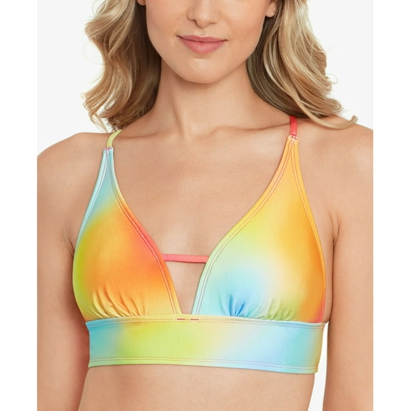 Juniors' Printed Front-Tab Bikini Top Water Colors Multi XL