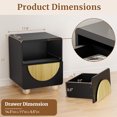 thumbnail image 3 of 23" Fluted Nightstands with Solid Wood Legs Set of 2, Modern Style Black Bedside Table with Round Moon Handle & Storage, Mid Century Cute Night Stand for Bedroom, Side Table, End Table for Dorm, 3 of 8