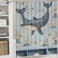 thumbnail image 6 of Orinice Whale Ship Space Art Bathroom Decor Set Polyester Fabric Shower Curtain for Bathroom Decoration with Hooks 69x72, 6 of 7