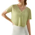 thumbnail image 2 of Blusa de verano para yoga, fina, transpirable, deportiva, de manga corta, ajustada, para fitness, camiseta de yoga, 2 of 5