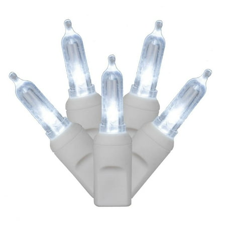 Led White String Lights Vickerman 517253 - 50 Light 37.5' White Wire Cool White Italian LED Christmas Light String Set with 9