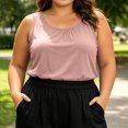 thumbnail image 4 of Lmnyox Women's Plus Size Tank Tops Basic Loose Scoop Neck Sleeveless Summer Tops Lightweight Solid Casual Shirts, 4 of 6