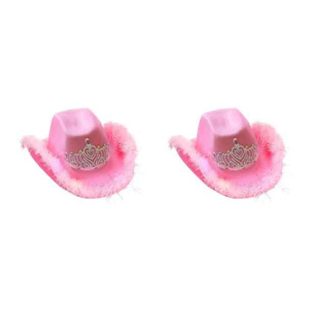 Sonducket Western Style Cowboy Cowgirl Hat with for Party Holiday Supplies 2piezas Rosa Conjunto A