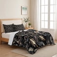 thumbnail image 5 of Queen Quilt Set 90''x96'', Boho Black Floral Lightweight Bedspread Coverlet with 2 Pillow Shams, Farmhouse Botanical Vintage Paisley Flower Breathable All Season Quilt Bedding for Bedroom/Guest Room, 5 of 9