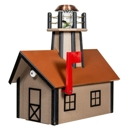 

Kunkle Holdings LLC Deluxe Wood Mailbox with Penny Copper Roof and Lighthouse Weatherwood and Black