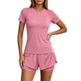 thumbnail image 4 of Two Piece Sets for Womens Summer Solid Color Thin Yoga Sports Outdoor Running Training Quick Drying Fitness Set Athletic Gym Yoga Outfits Summer Casual Outfits, 4 of 5