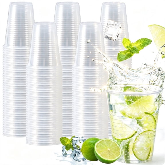 Lamosi 12 oz Clear Plastic Cups Disposable Crysta Cold Drinking Cup, 300 Pack