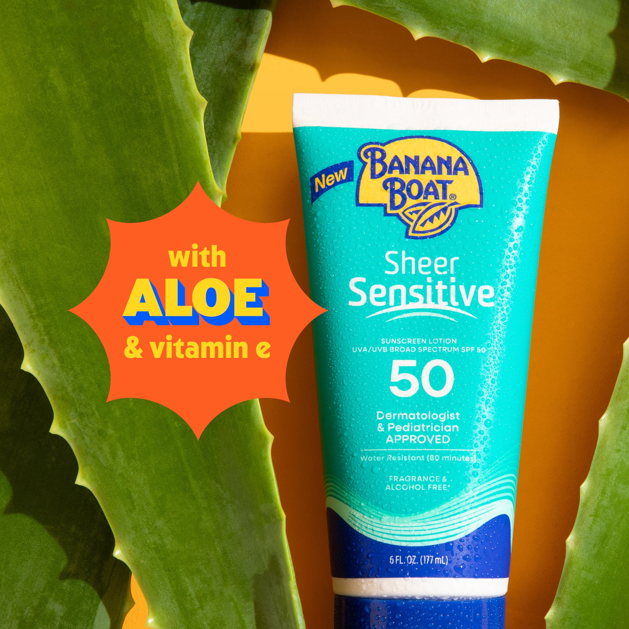 Banana Boat Sheer Sensitive, Sunscreen Lotion SPF 50, Sunblock for Kids & Adults, 6 Fl Oz