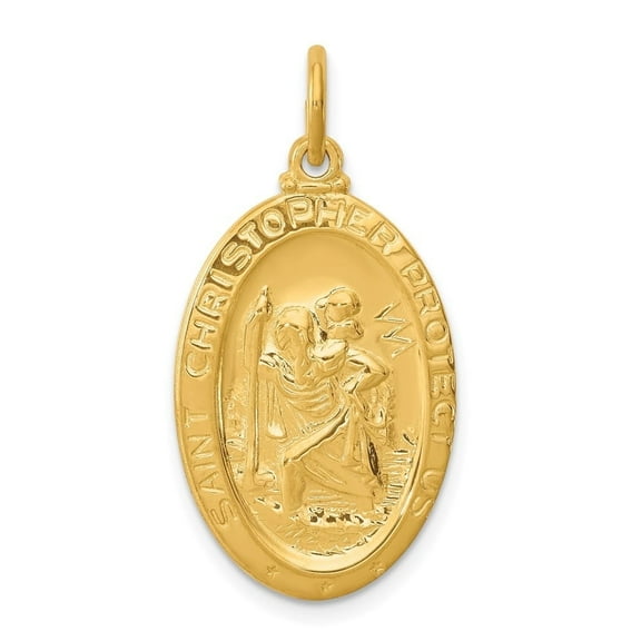 Auriga Fine Jewelry 24k Gold-plated 925 Sterling Silver Saint Christopher Medal Pendant for Women (L-30 mm, W-16 mm)