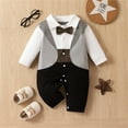thumbnail image 3 of WIBACKER 0-24M Newborn Baby Boys Gentleman Romper Infant Cotton One Piece Long Sleeve Bowtie Outfit Formal Wear Tuxedo Suit, 3 of 10
