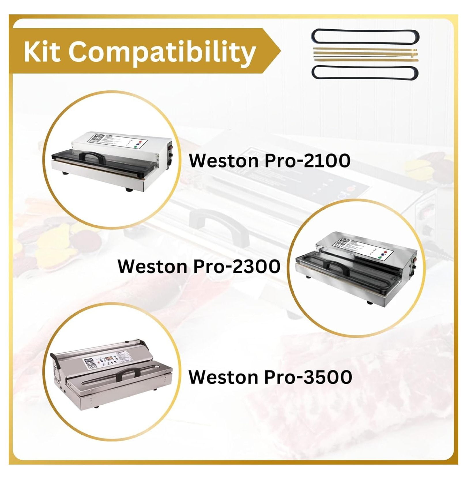 Vacuum Sealer Parts Kit Compatible with PRO-2100, PRO-2300, PRO-3500 - Seals & Tape