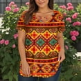 thumbnail image 4 of TQWQT Plus Size Womens Tops Sexy Summer V Neck Criss Cross Shirts Aztec Print T-Shirt Short Sleeve Tunic Tops Dressy Casual Clothes for Women Orange 4XL, 4 of 4