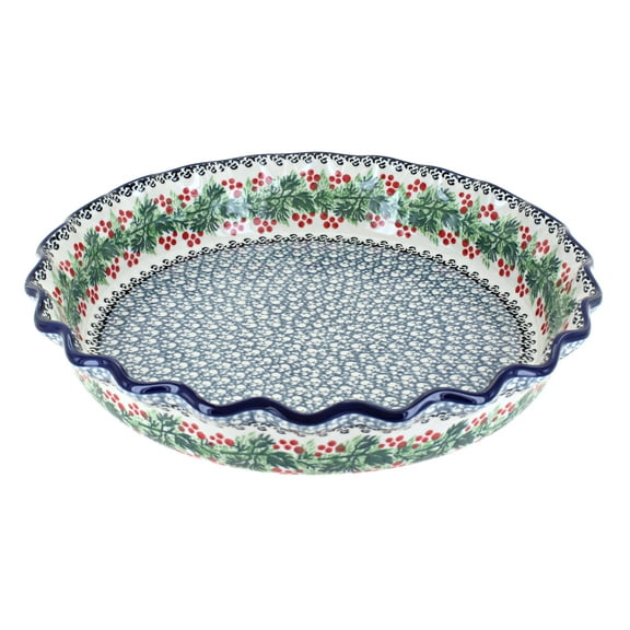 Blue Rose Polish Pottery Noelle Pie Plate