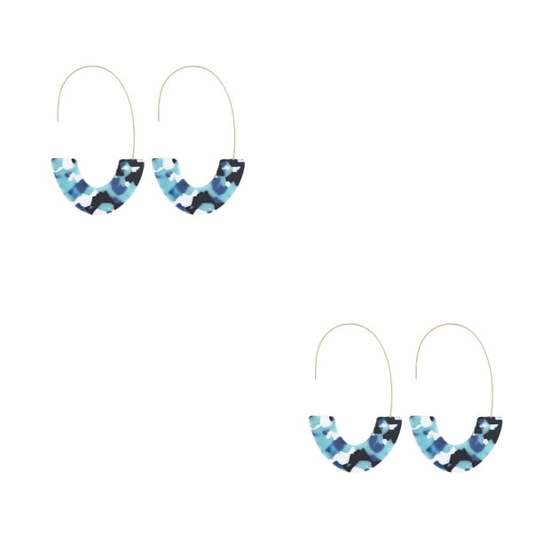 Aretes colgantes Qarigey en forma de U con estampado de leopardo acrílico 1 par