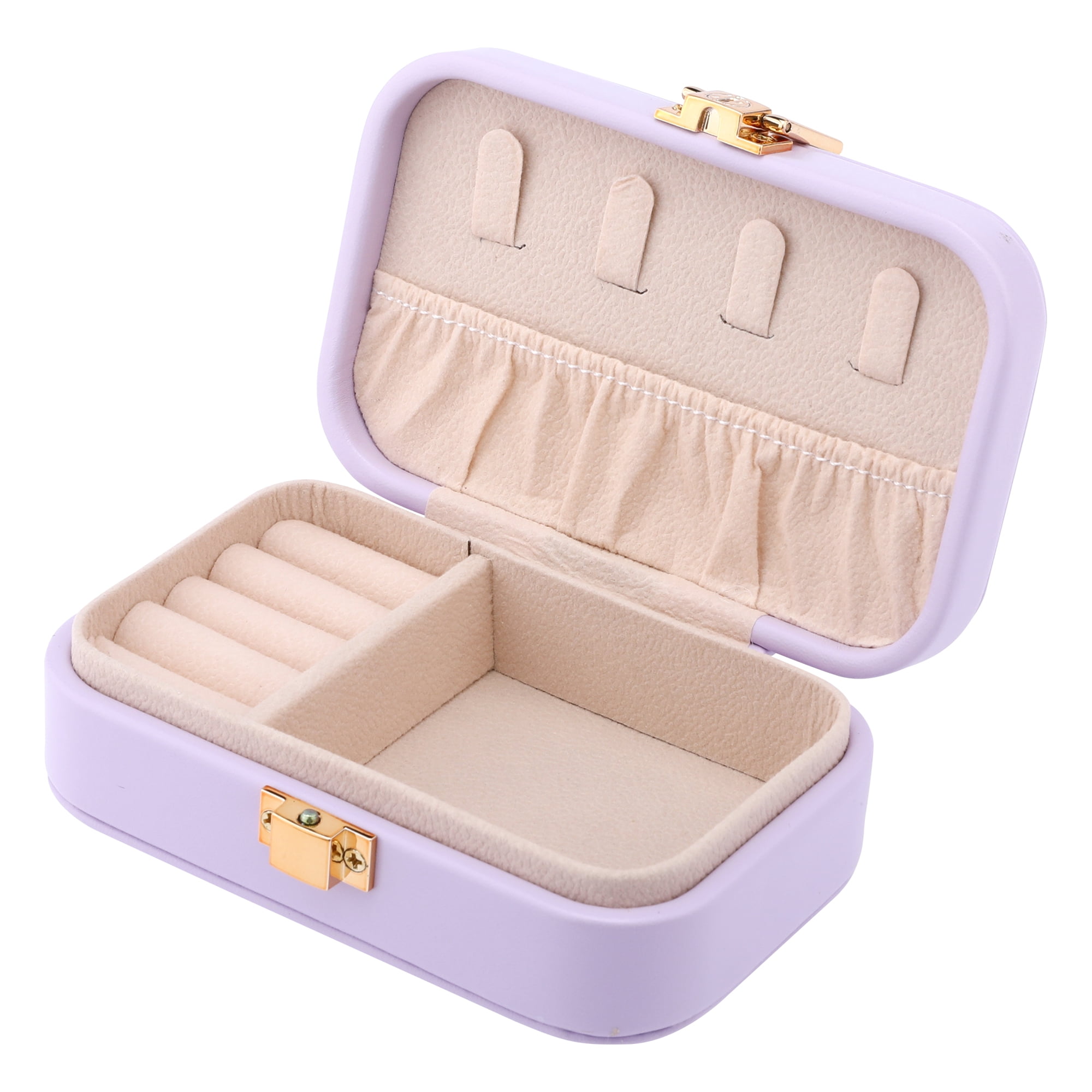 Unique Bargains Mini PU Leather Jewelry Box Jewelry Organizer Case Purple