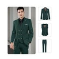 thumbnail image 5 of Men's Suit Slim Fit 3 Piece Suit Double Breasted Suit One Button Formal Wedding Prom Suits Hunt Green XXS, 5 of 7