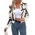 thumbnail image 3 of Women'S Printed Zip Up Jacket Long Sleeve Baseball Collar Crop Coat Outerwear White L, 3 of 8