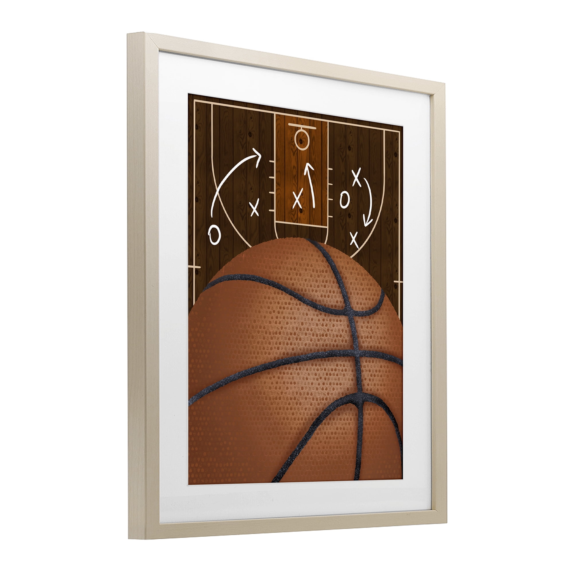 Stupell Industries Basketball Court Tactics Birch Framed Print Under Glass, design by Jennifer Stith