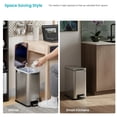thumbnail image 2 of Home Zone Living 4 Gallon Slim Stainless Steel Kitchen Trash Can with Reeded Pattern, Step Pedal and Soft Close Lid, Silver, 2 of 8