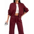 thumbnail image 3 of Conjuntos de Salón para Mujer, Conjunto Deportivo de 2 Piezas, Sudadera, Pantalón Deportivo de Pierna , Conjunto Deportivo A Juego Vino Tinto L, 3 of 9