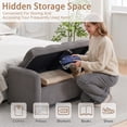thumbnail image 5 of Storage Benches with Seating — 51" Corduroy Bench with Storage for Bedroom, Overstuffed Cushion & Hydraulic Hinges, Footrest for Living Room, Gray, 5 of 9