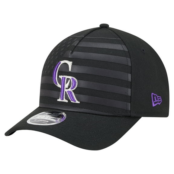 Men's New Era Black Colorado Rockies American Flag 9FORTY M-Crown A-Frame Adjustable Hat