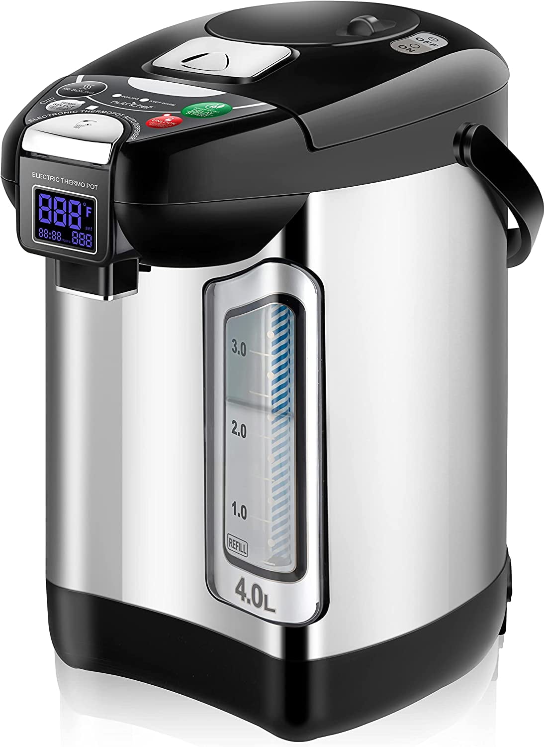 NutriChef Digital Water Boiler & Warmer 4L/4.23 Qt Stainless Electric