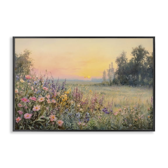 Stupell Industries Serene Twilight Meadow Black Framed Giclee Art, design by Petal Prints Design