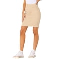 thumbnail image 4 of Unique Bargains Women's Distressed High Waist Ripped Hem Washed Denim Skirt, Khaki, Small, 4 of 6