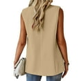thumbnail image 5 of Beige Jackets for Women, Fall Jackets for Women 2024, Women's Sleeveless Coat Solid Color Cardigan Suit Casual Lapel Cardigan Jacket With Pockets, XL, 5 of 9