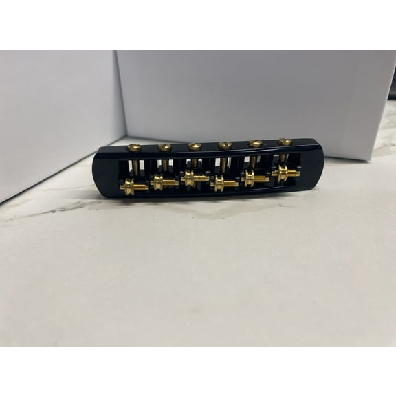 Schaller STM Non-Reverse Tune-O-Matic Roller Bridge - Black w/ Brass Saddles