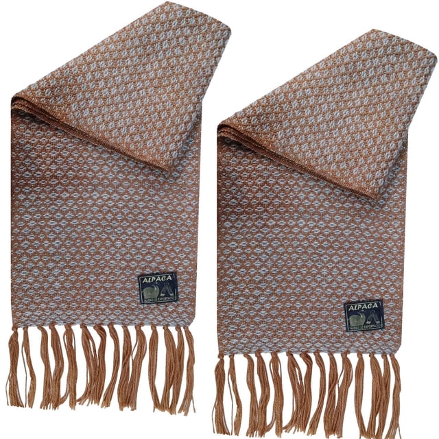 Bufanda Hecha a Mano AlpacaGrayBrown 2Pzas Gris/Café 170cm x 21cm Hechas a Mano Alpaca.