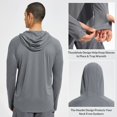 thumbnail image 4 of BALEAF Men's UV SPF Hoodie Shirt UPF 50+ Sun Protection Long Sleeve T-Shirts Rash Guard Fishing Swimming Lightweight Light Gray Heather L, 4 of 7