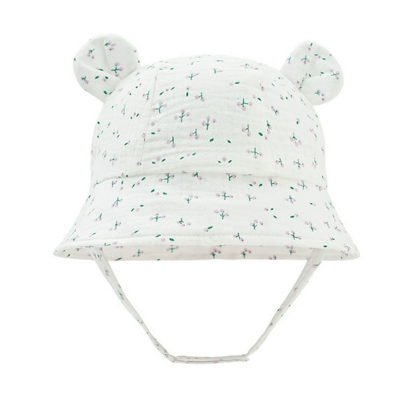 shoper Kids Bunny Ears Bucket Hat Sun Hat Unisex Design for Ages 3-12 Months White1 One Size