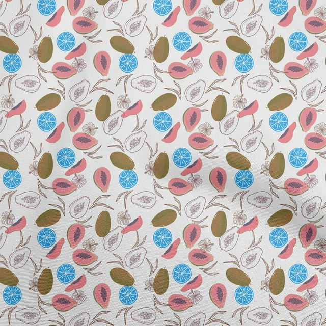 oneOone Velvet White Fabric Pear Craft Projects Decor Fabric Printed By The Yard 58 Inch Wide