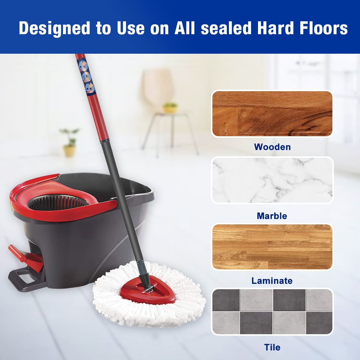 Home Times Spin Mop Head for O-Cedar Spin Mop Refill, EasyWring Spin Mop Microfiber Refill, Easy Cleaning Mop Head Replacement 4 Pack