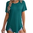 thumbnail image 2 of Nouveau d'Été pour Femmes T-Shirt à Col Rond pour Femmes à Manches Courtes Boutonné, 2 of 6