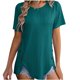 thumbnail image 1 of Faja moldeadora de cintura de verano para mujer, camiseta de manga corta con cuello redondo y botones, 1 of 5