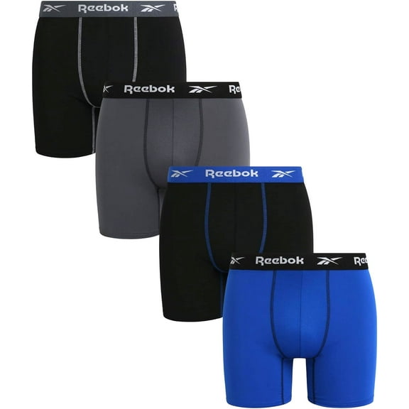 REEBOK MEN'S PACK 4 - 243 PACIFIC BLUE - LARGE - UNDERWEAR X4 BOXER BRIEF P75