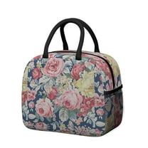 Womens Pioneer Flower Floral Print Pattern Lunch Box for Work,Insulated Lunch Bag for Women,Loncheras Para Mujer,Leakproof Adult Lunch Bag for Work,Beach,Travel,Picnic,Camping