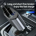 thumbnail image 4 of Cargador de coche retráctil, cargador rápido de teléfono para coche 4 en 1 de 120W, 2 cables retráctiles y cargador de coche USB, Compatible con iOS, Galaxy, 4 of 5
