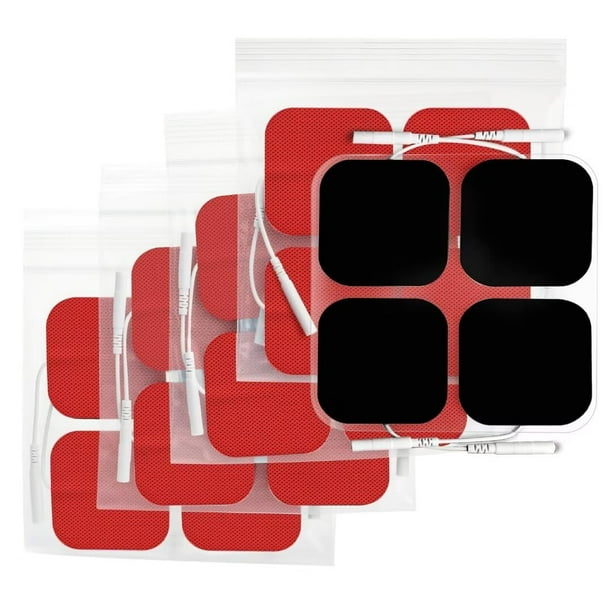 Parches de electrodos AUVON TENS con autoadhesividad mejorada y diseño no irritante para electroterapia (rojo)