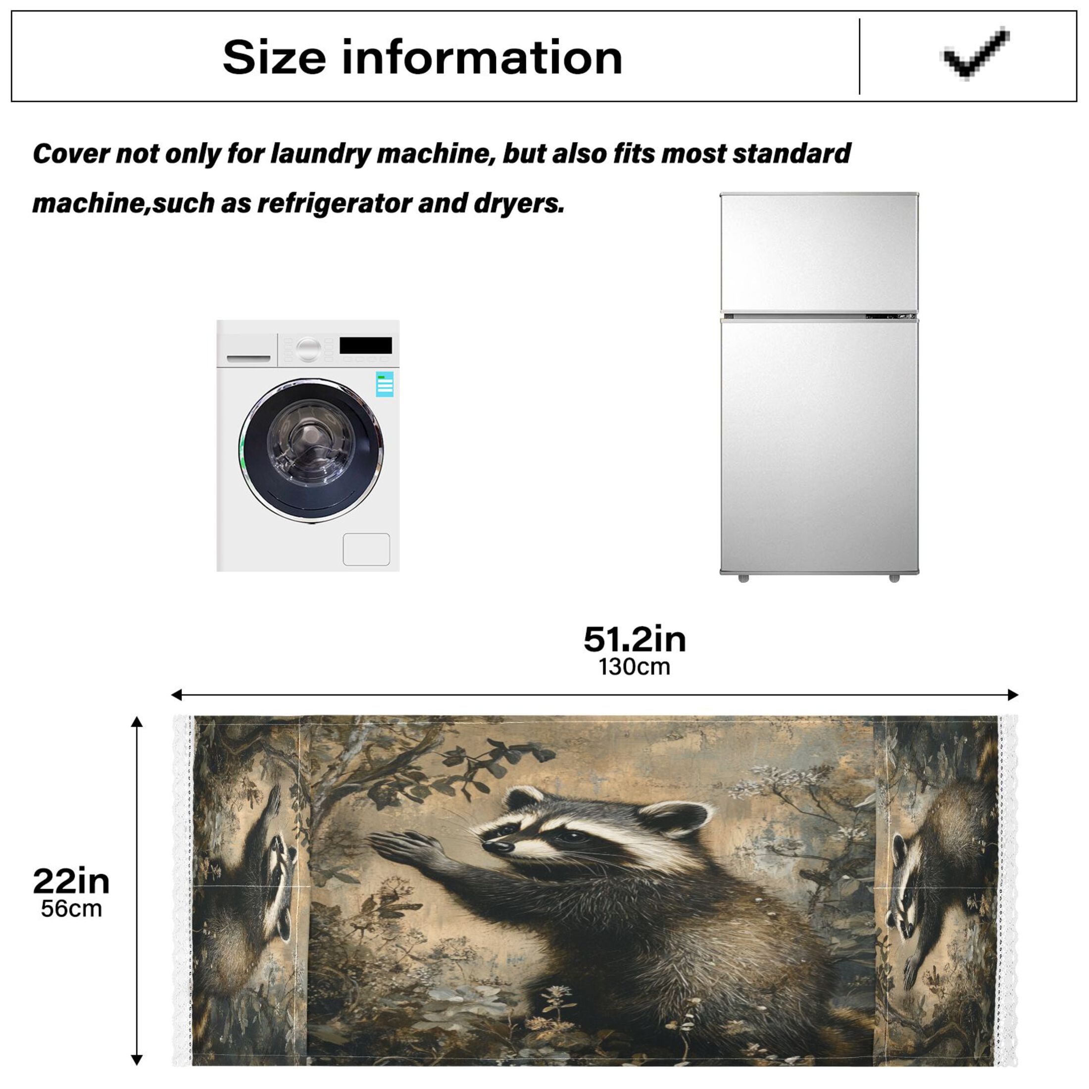 The Cute RaccoonWasher and Dryer Covers Dust-Proof and Oil Resistant Fridge Cover with 4 Storage Pockets Washing Machine Top Cover for Laundry Kitchen Home 51.2 x 22 In