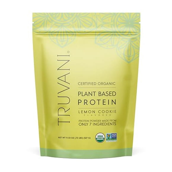 Truvani Proteína de guisante vegana en polvo | Galleta De Limón | 20 g de proteína orgánica a base de plantas | 10 porciones | cetogénico | Sin gluten ni lácteos | Bajo en carbohidratos | Sin azúcar a