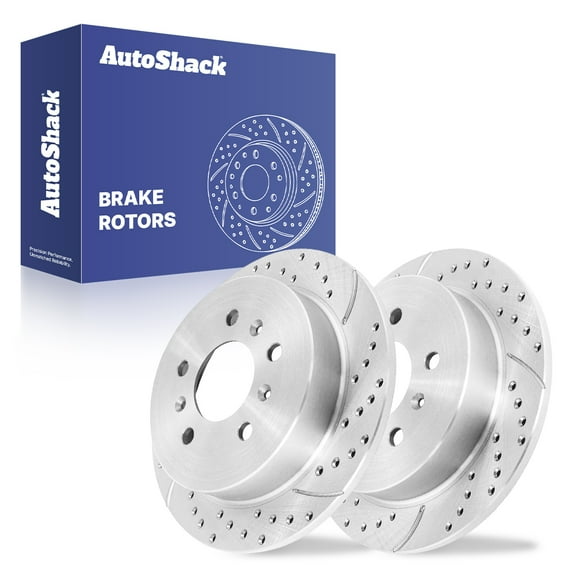 AutoShack 10.93" (277.6 mm) Rear Solid Drilled & Slotted Brake Rotors Coated | Replacement for 2006-2010 Chevrolet Impala 2008-2009 Buick LaCrosse | Silver Zinc Coated | 2-PC Set | SilverShield Pro