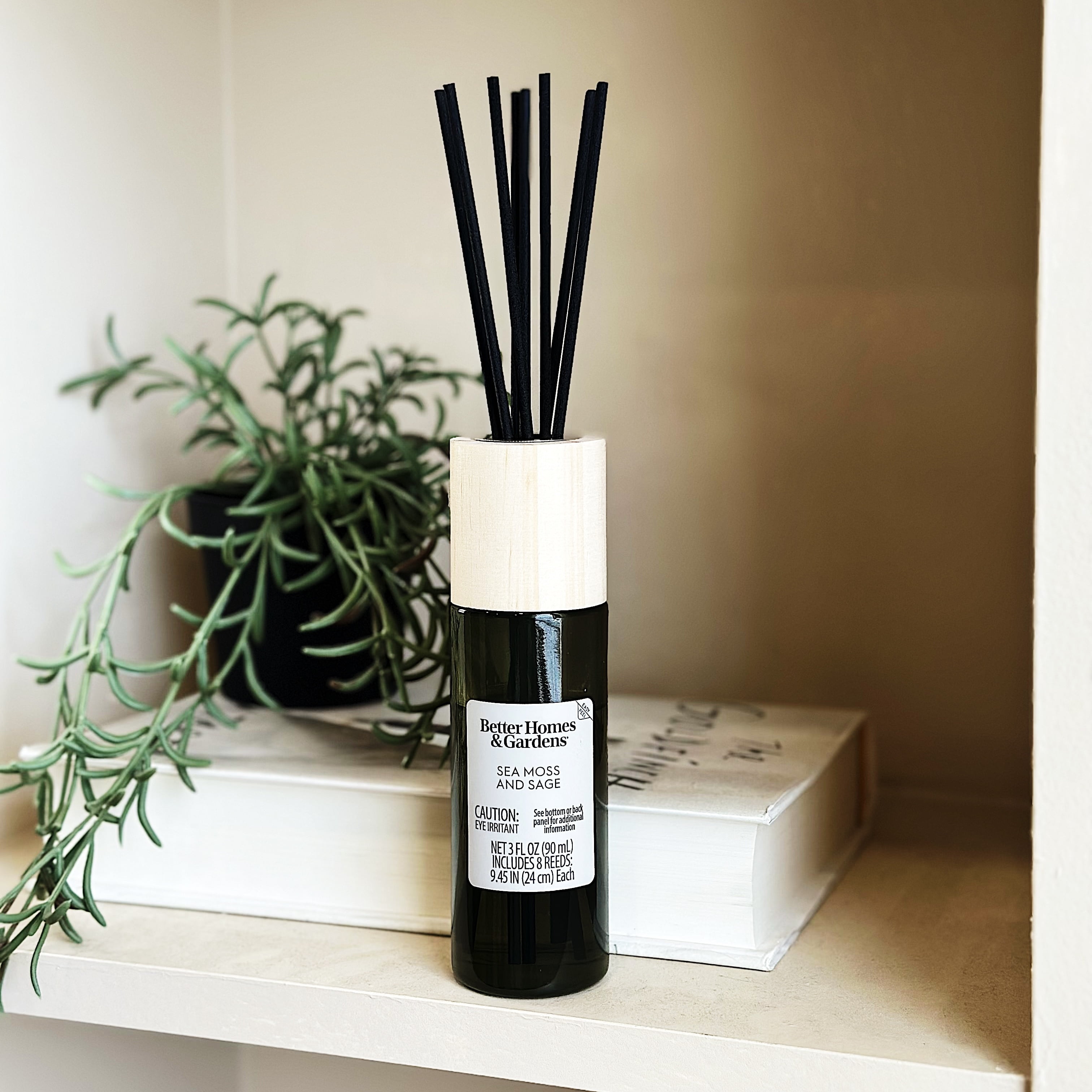 (3 pack) Better Homes and Gardens Sea Moss and Sage Scented Reed Diffuser 3 Fl Oz (90mL) With 8 Synthetic Reeds.