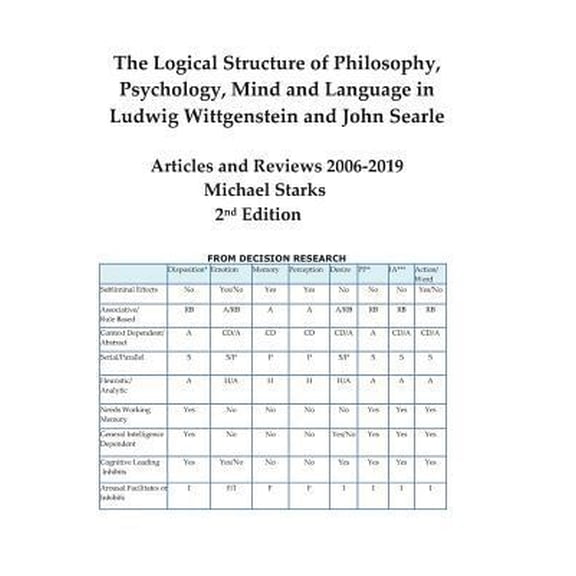 Pre-Owned The Logical Structure of Philosophy, Psychology, Mind and Language in Ludwig Wittgenstein and John Searle: Articles and Reviews 2006-2019 2nd Edition (Paperback) 1796763306 9781796763300